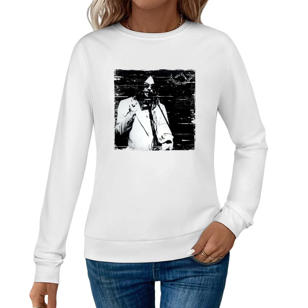 Neil Young Tonights The Night Album Cover Distressed Image Women Pullover Sweatshirt