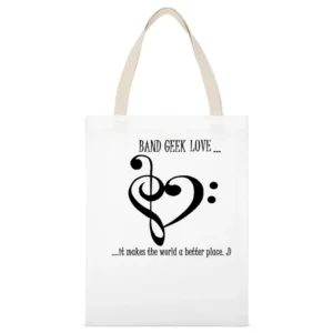 Nerd Band of Geek Loove it makes the world a better place White Canvas Tote Shopping Bag