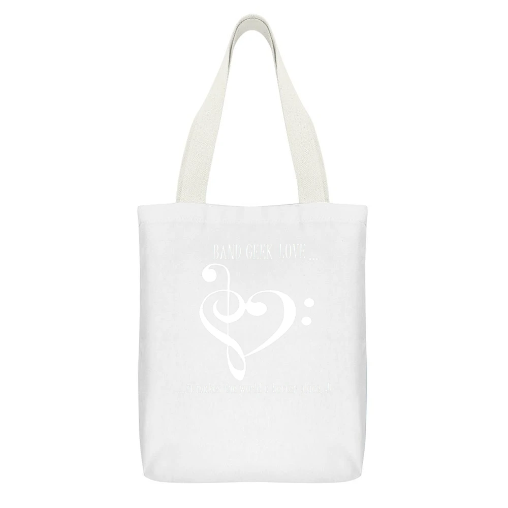 Nerd Band of Geek love it makes the world a better place - nerdy T Shi White Canvas Tote Shopping Bag With Interior Pocket