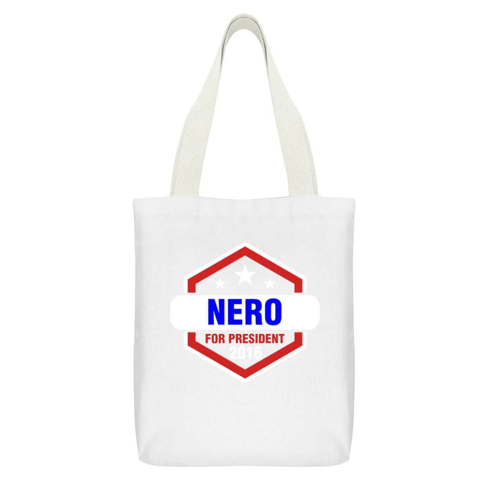 Nero For President 2016 Sons of Anarchy TV Show White Canvas Tote Shopping Bag With Interior Pocket
