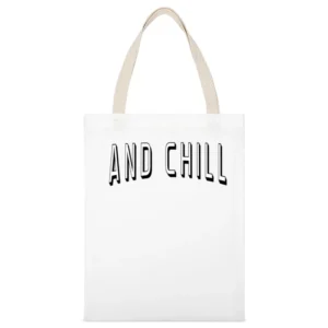 Netflix And Chill Fun Binge Watch TV Shows Movies White Canvas Tote Shopping Bag