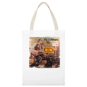 Nils Lofgren Cry Tough Album Cover Distressed Image White Canvas Tote Shopping Bag