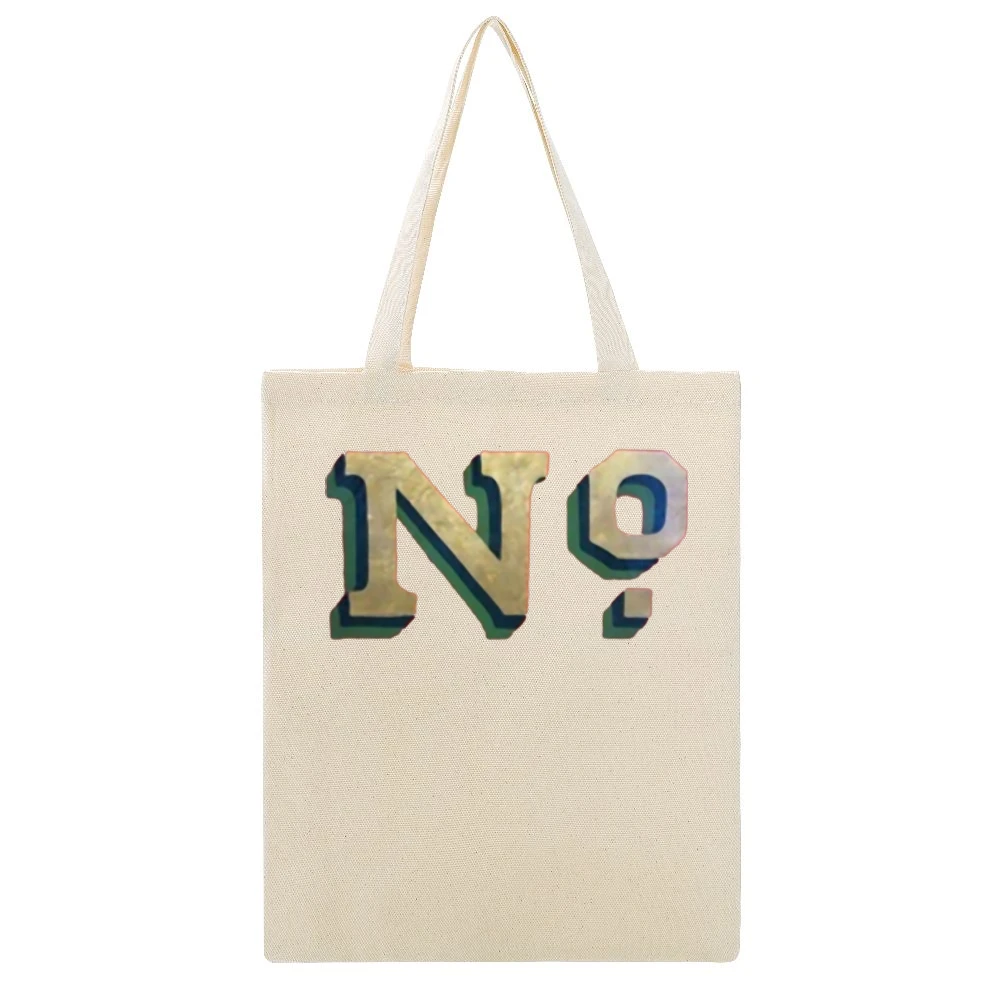 No Just No word text Beige Canvas Tote Shopping Bag