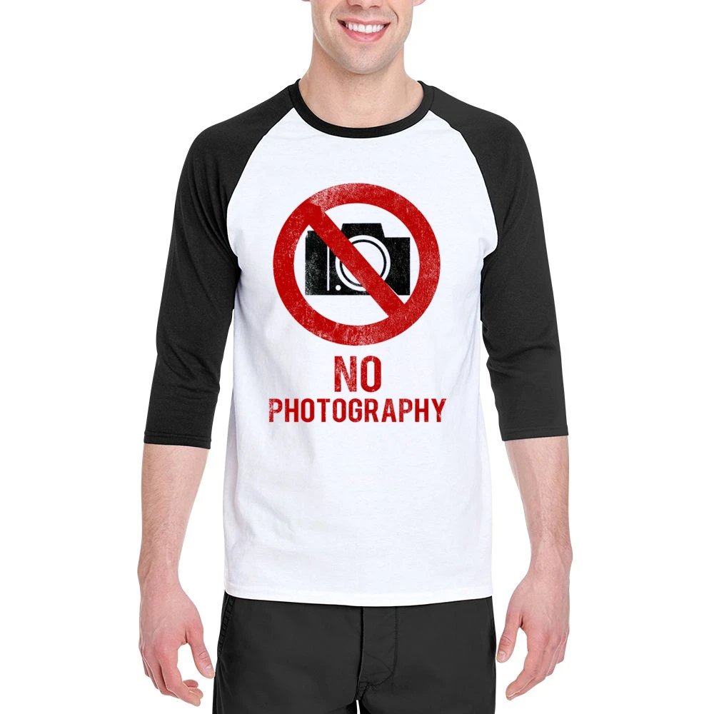 No Photography Fun Celebrity vs Paparazzi Popular Graphic Hollywood T Men 3/4 Sleeve T-Shirt
