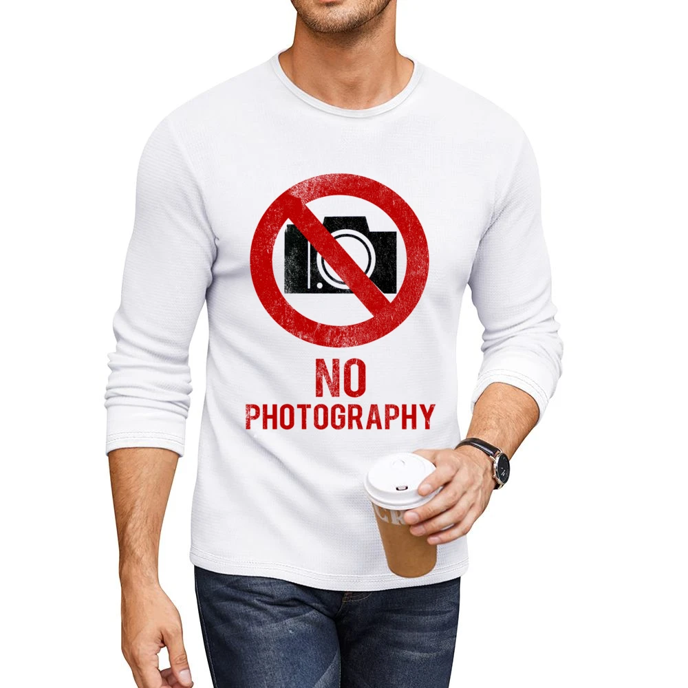 No Photography Fun Celebrity vs Paparazzi Popular Graphic Hollywood T Men CrewNeck Long Sleeve T-Shirt