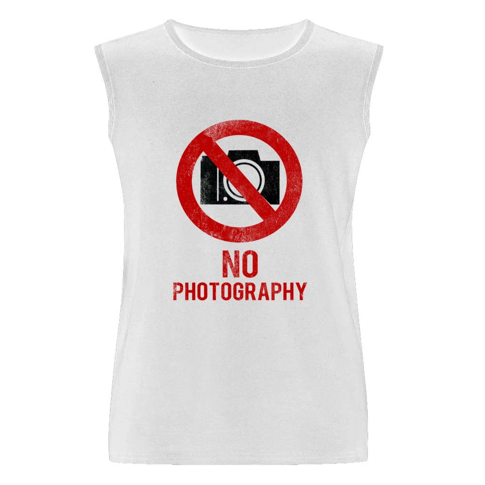 No Photography Fun Celebrity vs Paparazzi Popular Graphic Hollywood T Men Sleeveless T-Shirt
