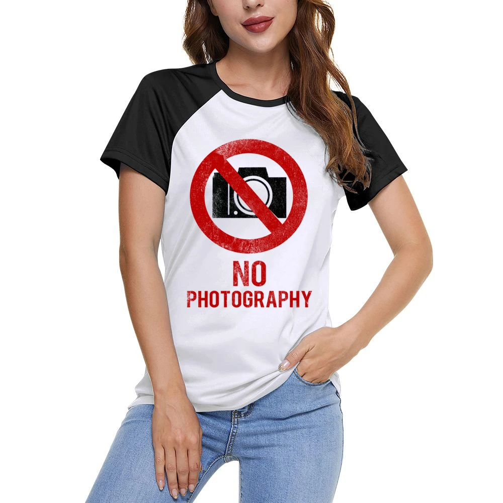 No Photography Fun Celebrity vs Paparazzi Popular Graphic Hollywood T Women Ladies Short Sleeve T-Shirt