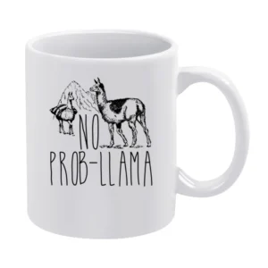 No Prob Llama Funny No Problem Graphic Tee Shirt White Mug