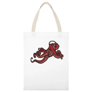 Octopus Wearing Headphones Music Lover Fun Graphic White Canvas Tote Shopping Bag