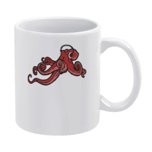 Octopus Wearing Headphones Music Lover Fun Graphic White Mug