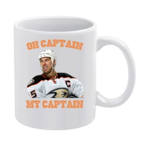 Oh Captain My Captain Ryan Getzlaf Anaheim Hockey Funny Fan White Mug