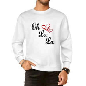 Oh La La Cute Fun Hearts Graphic Tee Shirt European Size Pullover Sweater