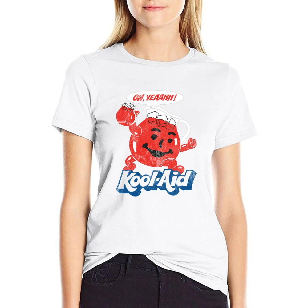 Oh Yeahhh Kool Aid Funny Juice Man Vintage Distressed Style Graphic T US Size Women Ladies T-shirt