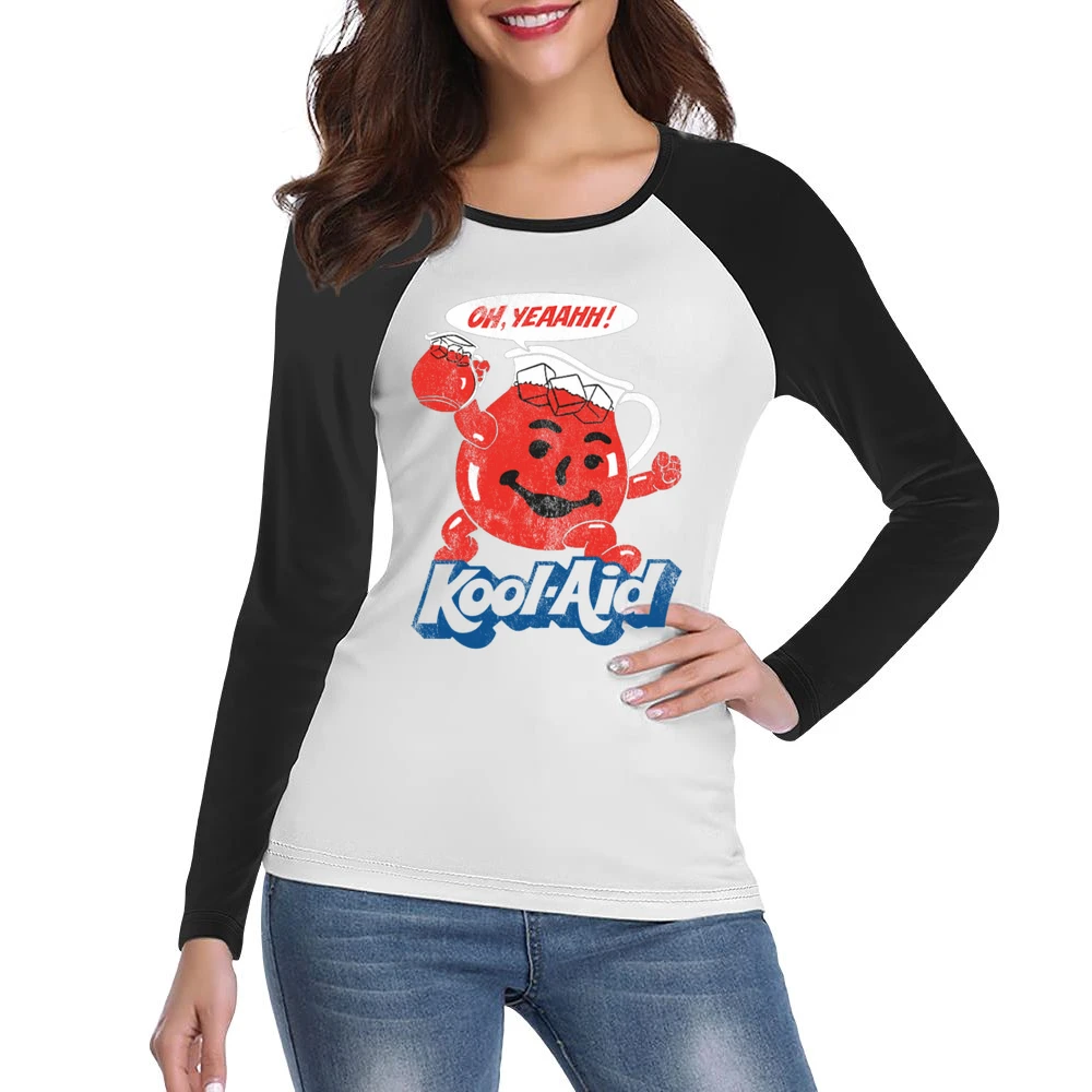 Oh Yeahhh Kool Aid Funny Juice Man Vintage Distressed Style Graphic T Women Ladies Long Sleeve T-Shirt