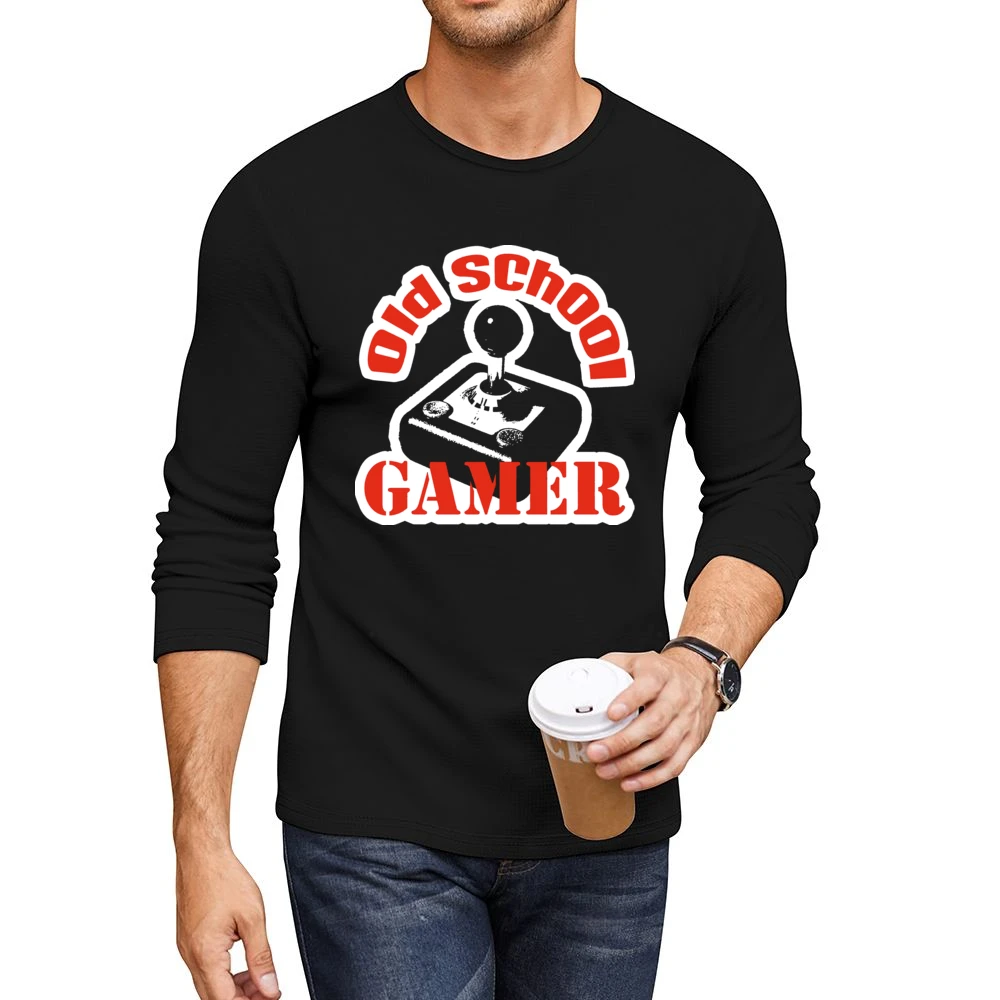 Old School Gamer Cool Retro Men CrewNeck Long Sleeve T-Shirt