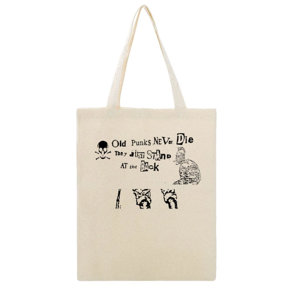 Old punk never die they just stand at the back Beige Canvas Tote Shopping Bag