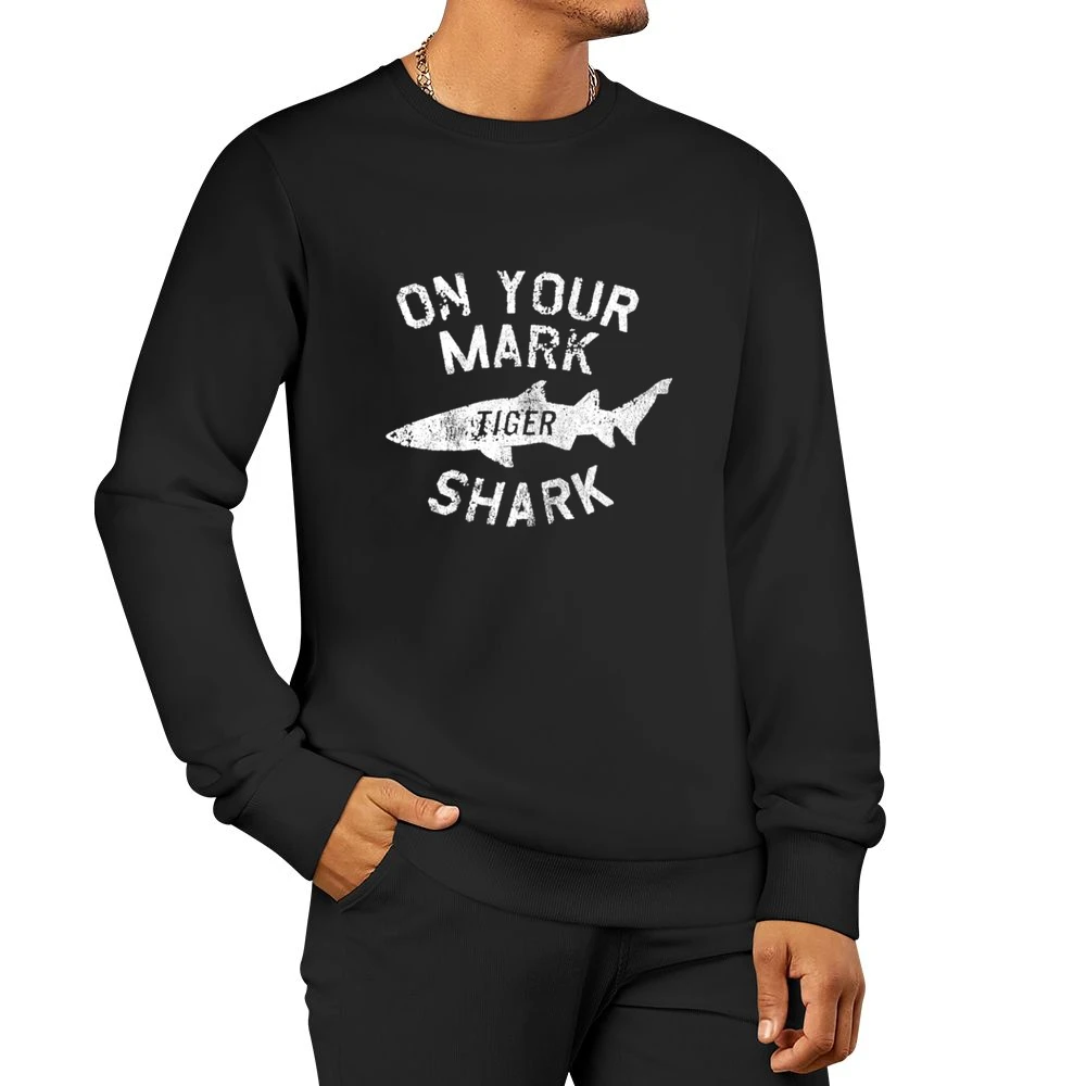 On Your Mark Tiger Shark Fun Viral Barron Trump Popular Graphic T Shir Men Pullover Sweatshirt