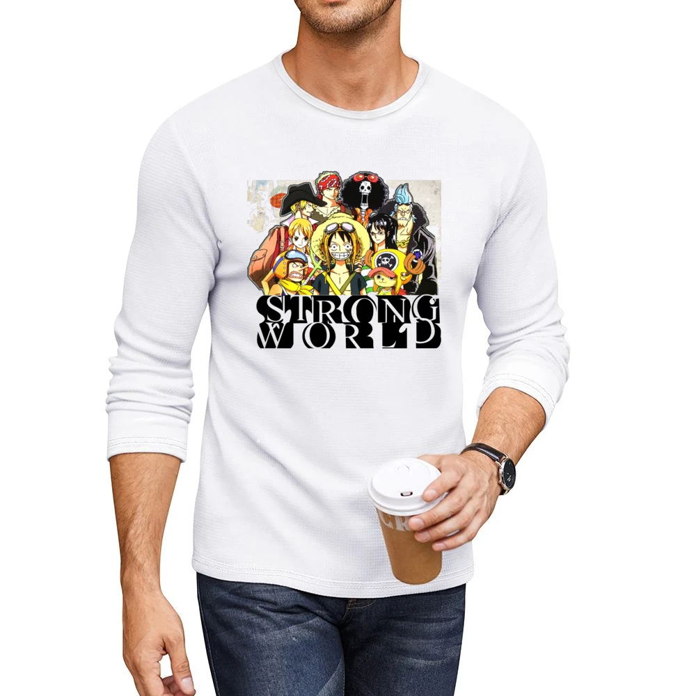 One Pice Movies Strong World straw hat pirates member Luffy and nakama Men CrewNeck Long Sleeve T-Shirt