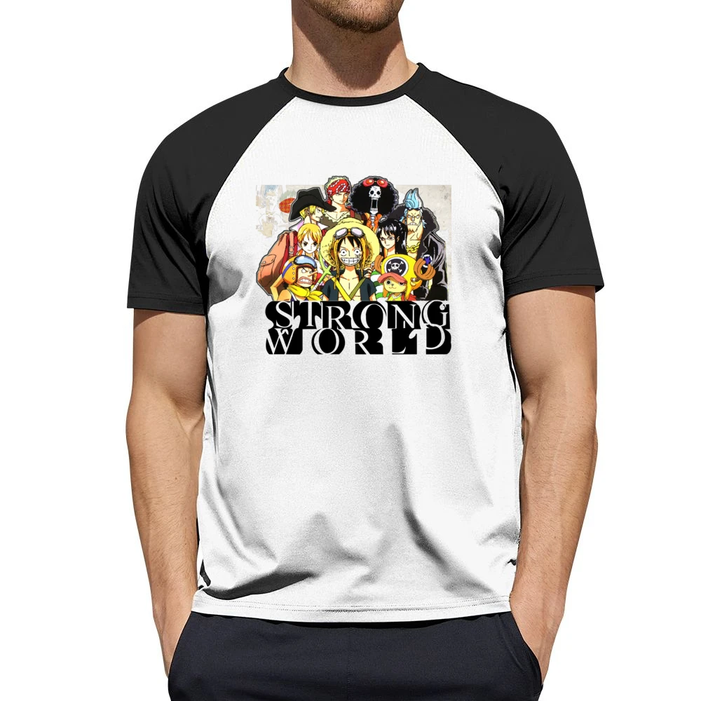 One Pice Movies Strong World straw hat pirates member Luffy and nakama Men Short Sleeve T-Shirt
