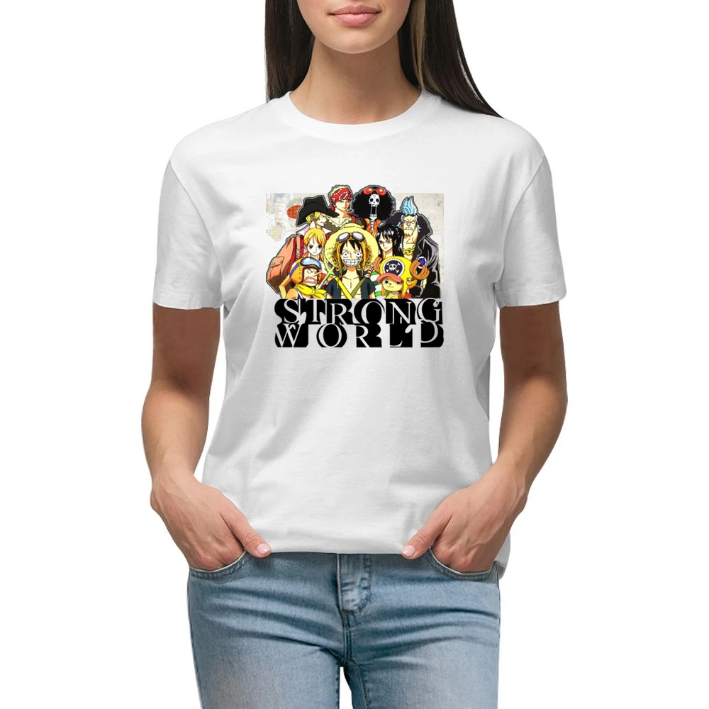 One Pice Movies Strong World straw hat pirates member Luffy and nakama Premium Women Ladies T-shirt