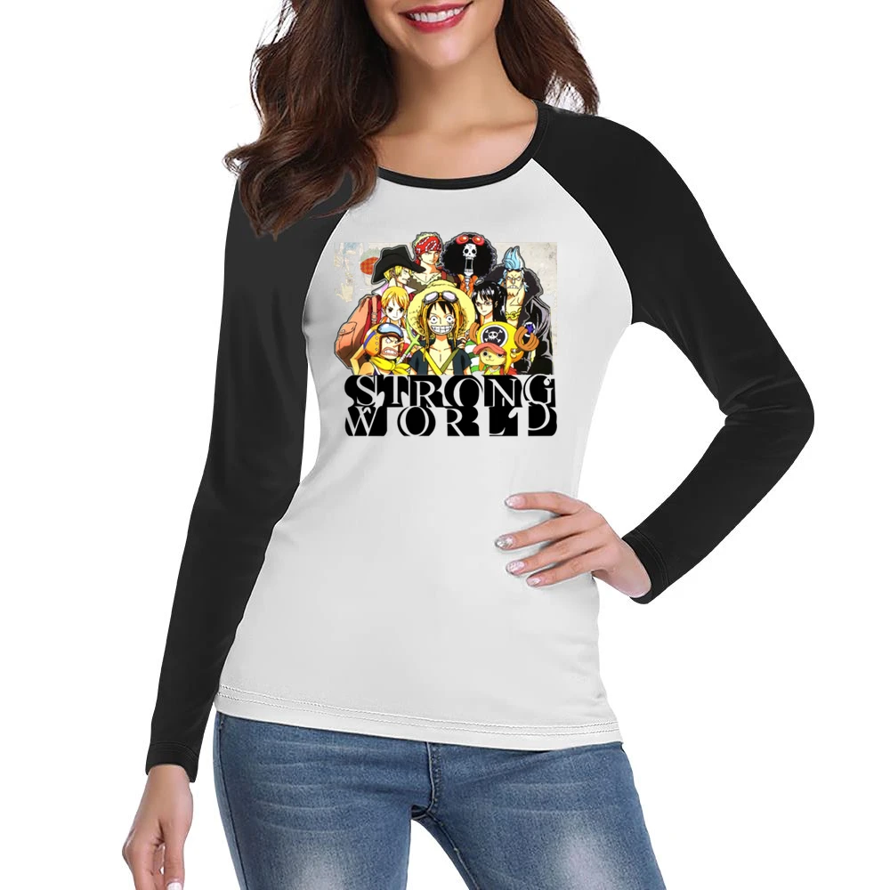 One Pice Movies Strong World straw hat pirates member Luffy and nakama Women Ladies Long Sleeve T-Shirt