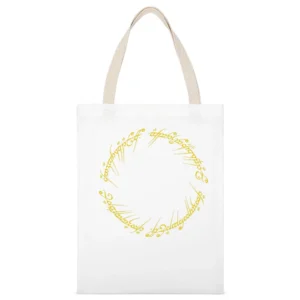 One Ring Tolkien Lord of the ring White Canvas Tote Shopping Bag