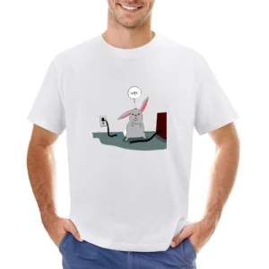 Oops fuuny rat rabbit bite the power cable Asian Size Men T-Shirt