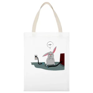 Oops fuuny rat rabbit bite the power cable White Canvas Tote Shopping Bag