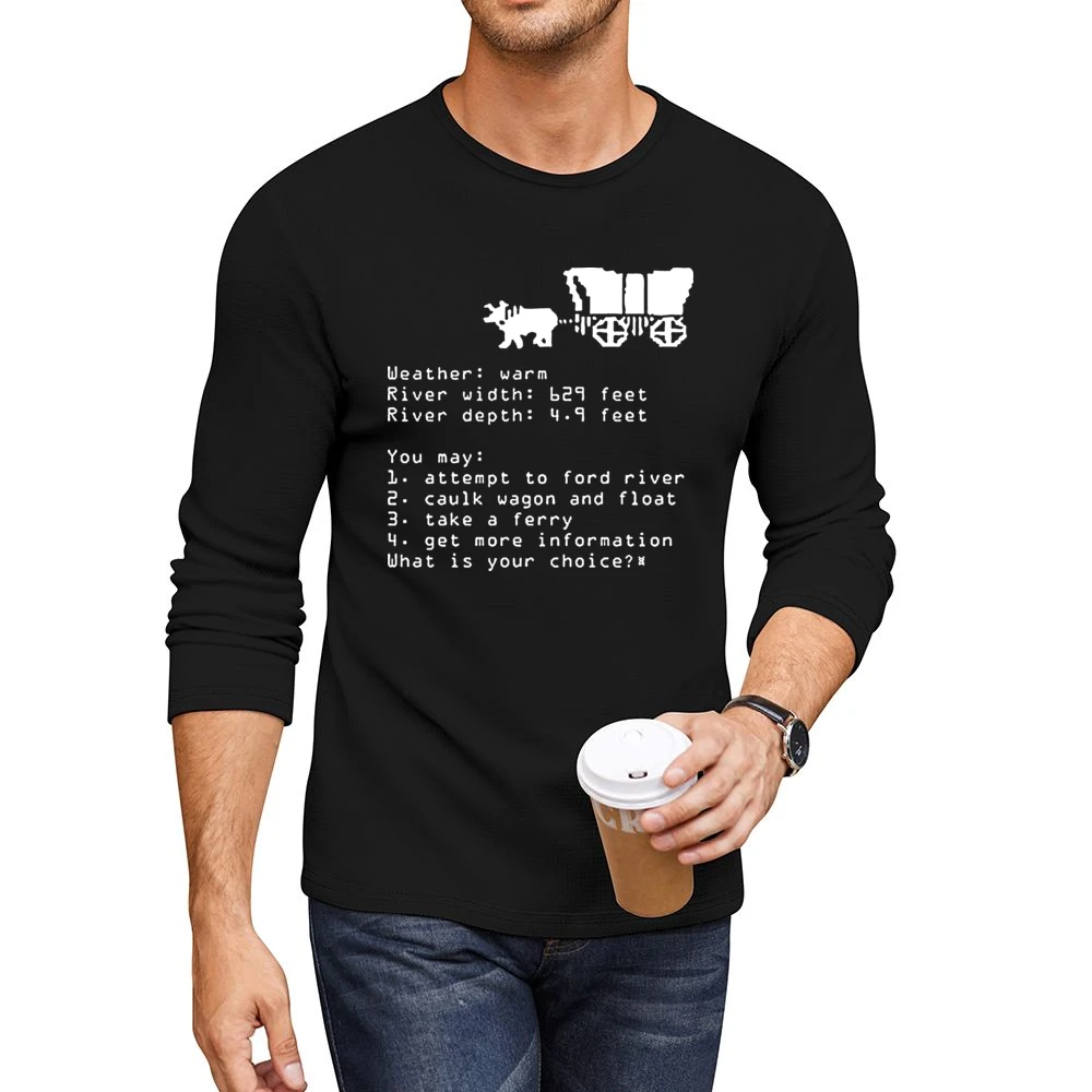 Oregon Trail Choice Video Game Retro 80s Men CrewNeck Long Sleeve T-Shirt