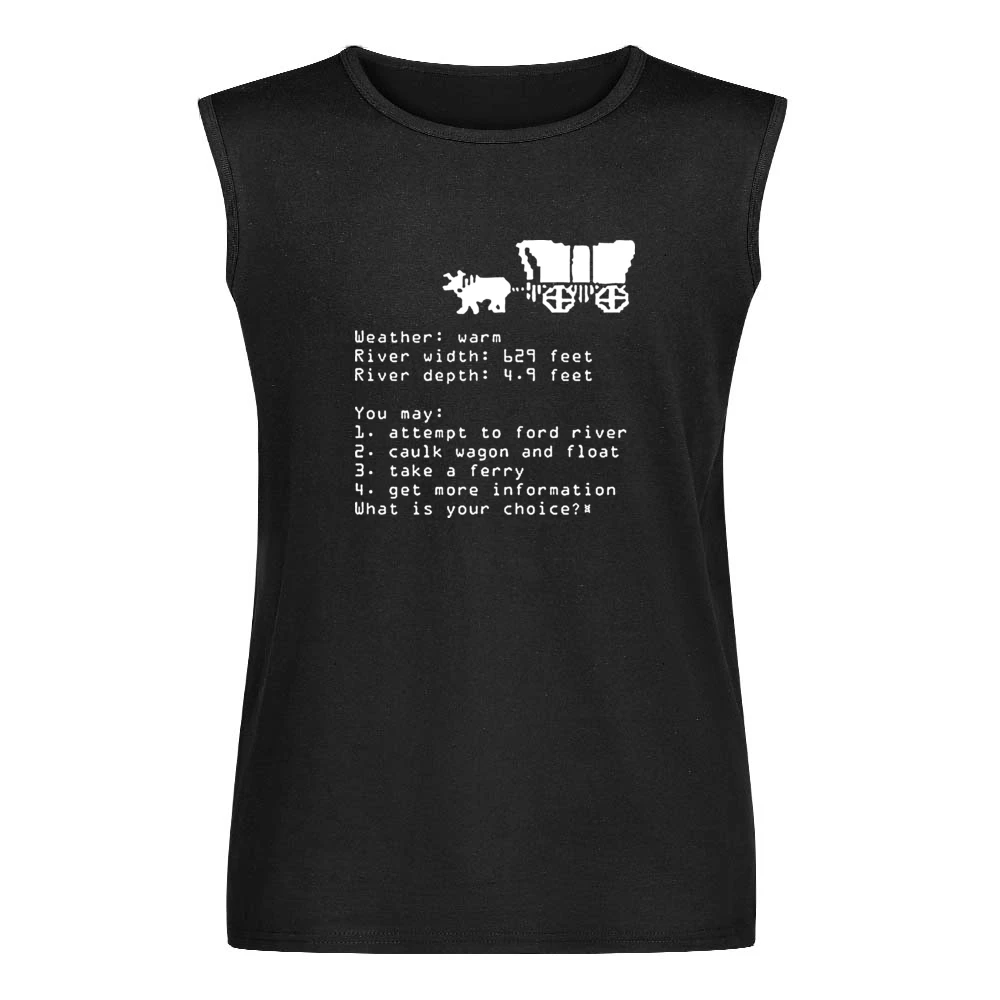Oregon Trail Choice Video Game Retro 80s Men Sleeveless T-Shirt