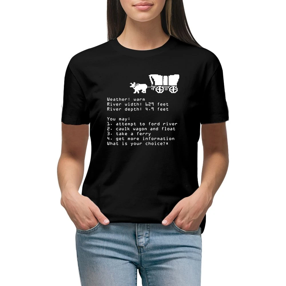 Oregon Trail Choice Video Game Retro 80s Premium Women Ladies T-shirt