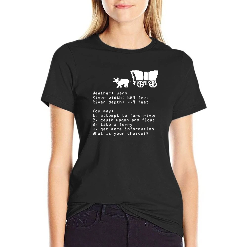 Oregon Trail Choice Video Game Retro 80s US Size Women Ladies T-shirt