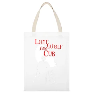 Over the moon shadow Ogami Itto and Daigoro Lone wolf and Cub manga Sh White Canvas Tote Shopping Bag