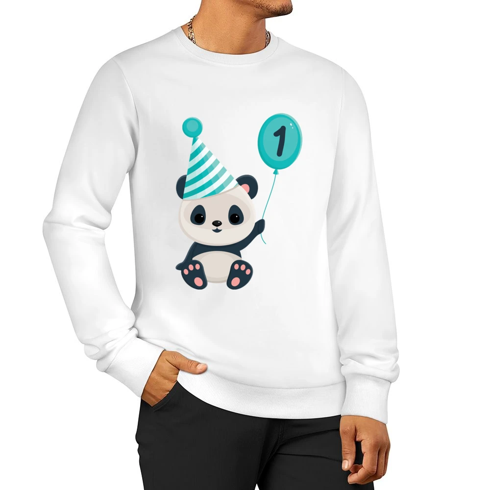 Panda Baby First Birthday Shirt Men Pullover Sweatshirt