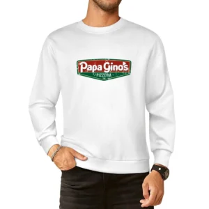 Papa Ginos Fast Food Restaurant Distressed Look European Size Pullover Sweater
