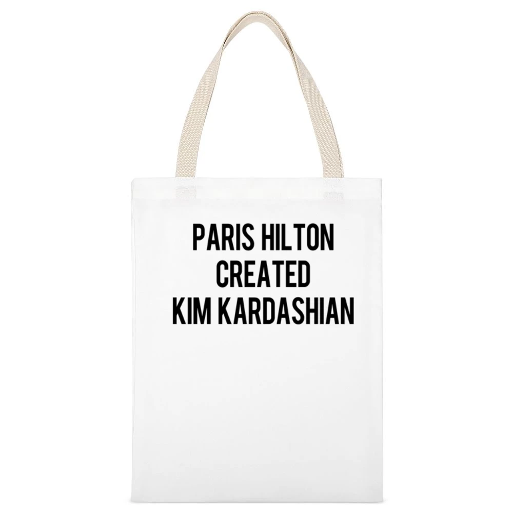 Paris Hilton Created Kim Kardashian Funny Popular Celebrity Gossip Gra White Canvas Tote Shopping Bag