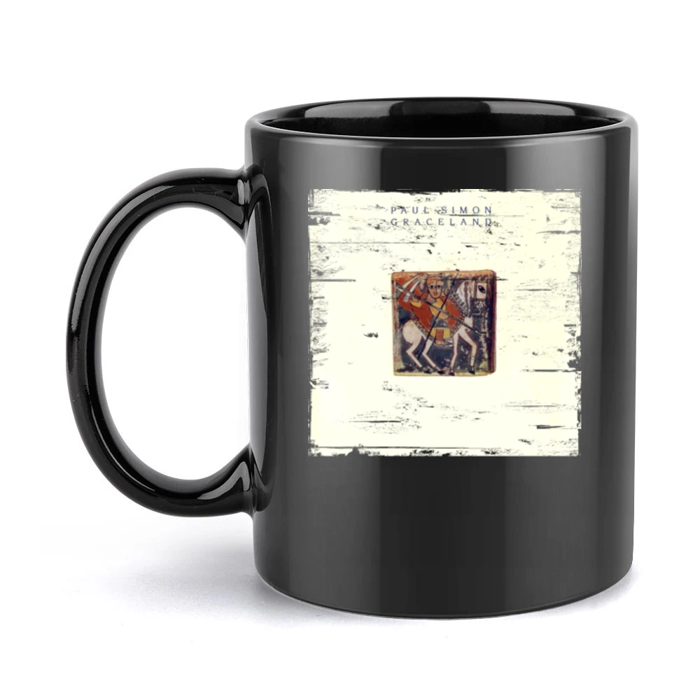 Paul Simon Graceland Album Cover Distressed Image Black Mug