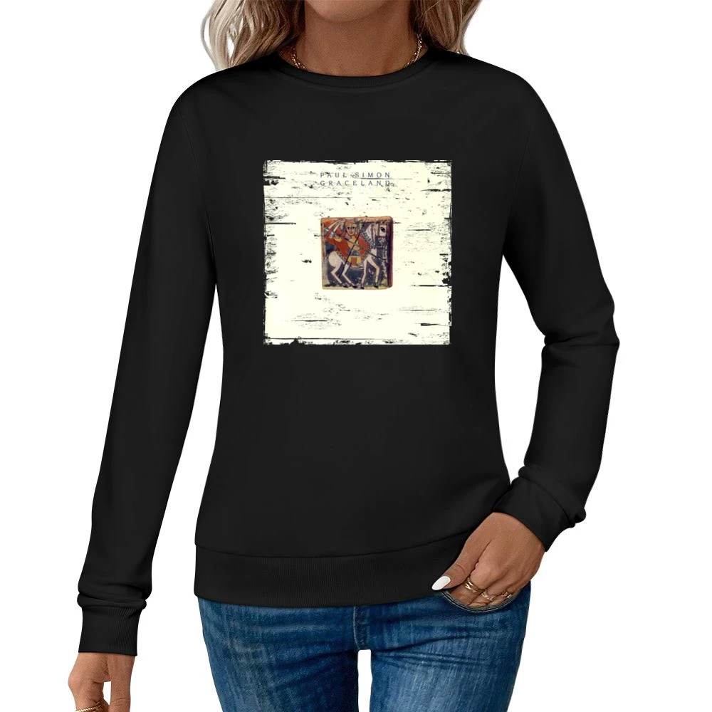 Paul Simon Graceland Album Cover Distressed Image Women Pullover Sweatshirt