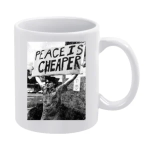 Peace Is Cheaper Vintage Distressed Cool Protest End War Violence Grap White Mug