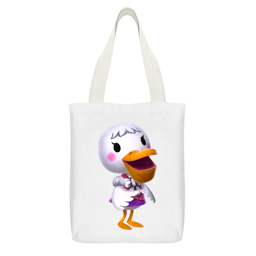 Pelly From Animal Crossing Nintendo Character Video Game White Canvas Tote Shopping Bag With Interior Pocket