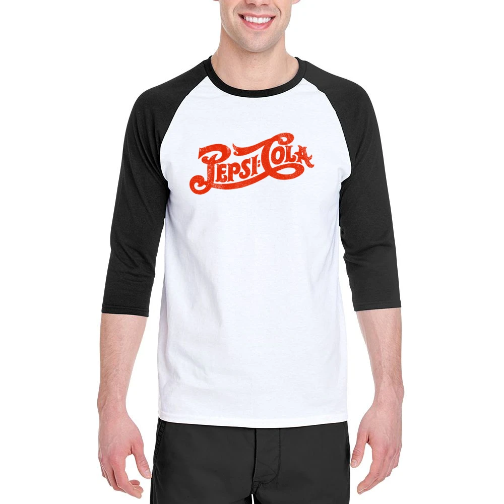 Pepsi Cola Fun Cool Vintage Style Distressed Retro Graphic Tee Shirt Men 3/4 Sleeve T-Shirt