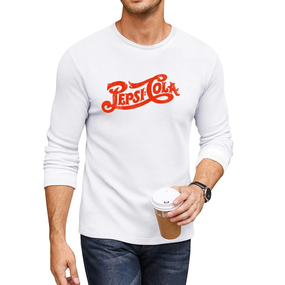 Pepsi Cola Fun Cool Vintage Style Distressed Retro Graphic Tee Shirt Men CrewNeck Long Sleeve T-Shirt