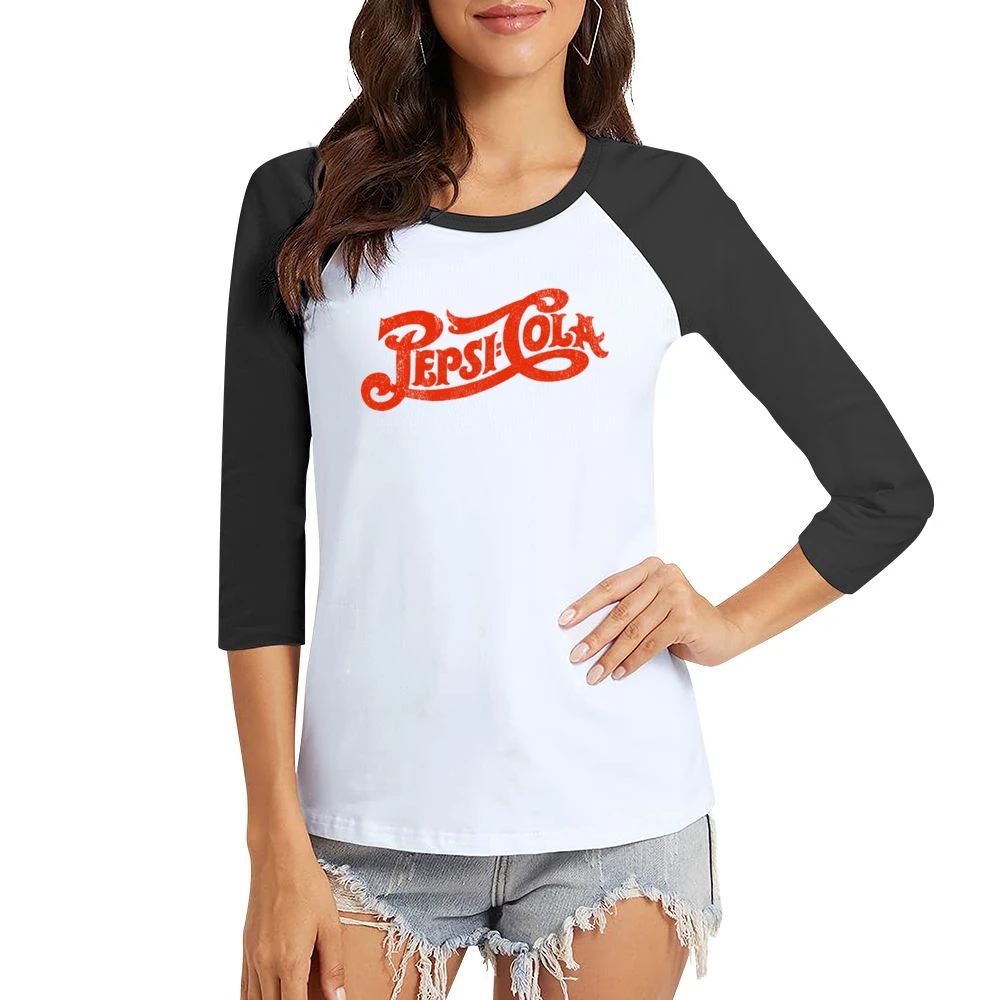 Pepsi Cola Fun Cool Vintage Style Distressed Retro Graphic Tee Shirt Women Ladies 3-4 Sleeve T-Shirt
