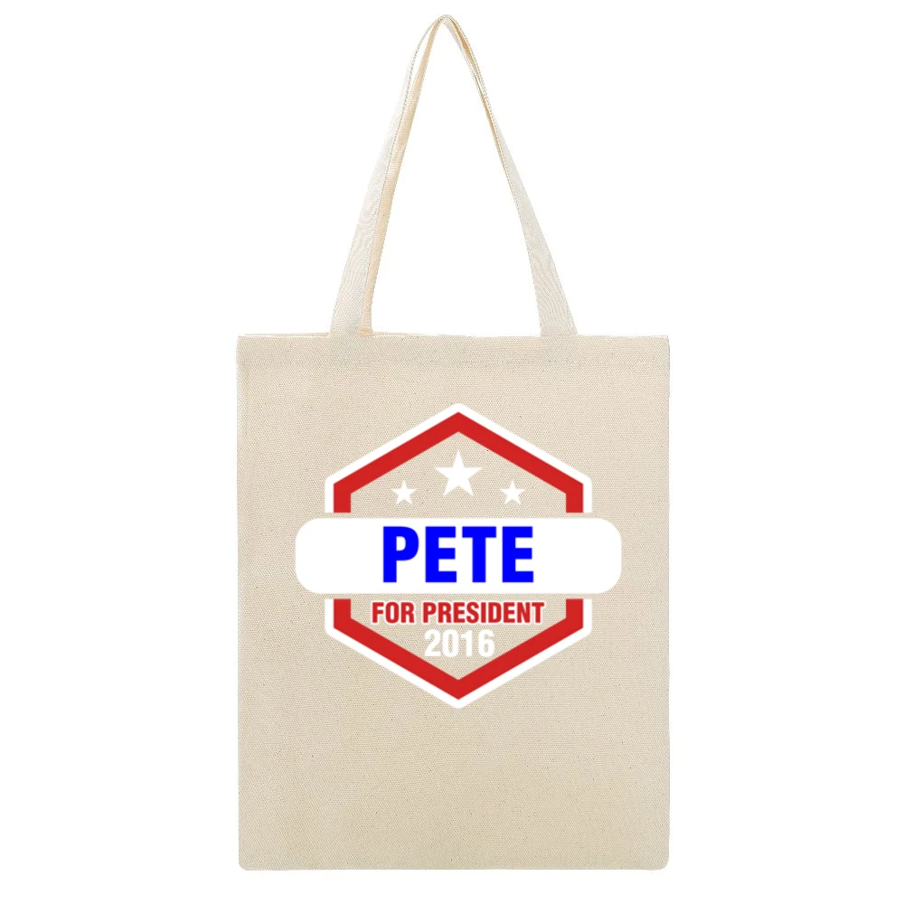 Pete For President 2016 The League TV Show Beige Canvas Tote Shopping Bag