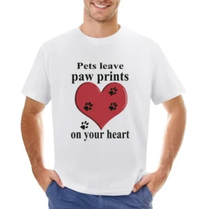 Pets leave paw prints on your heart - pet lovers Asian Size Men T-Shirt