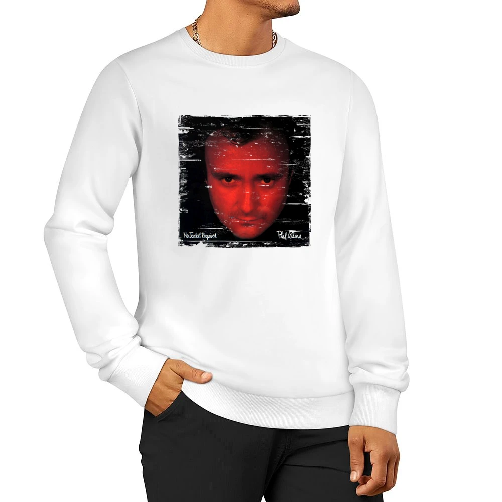 Phil Collins No Jacket Required Album Cover Distressed Image Men Pullover Sweatshirt