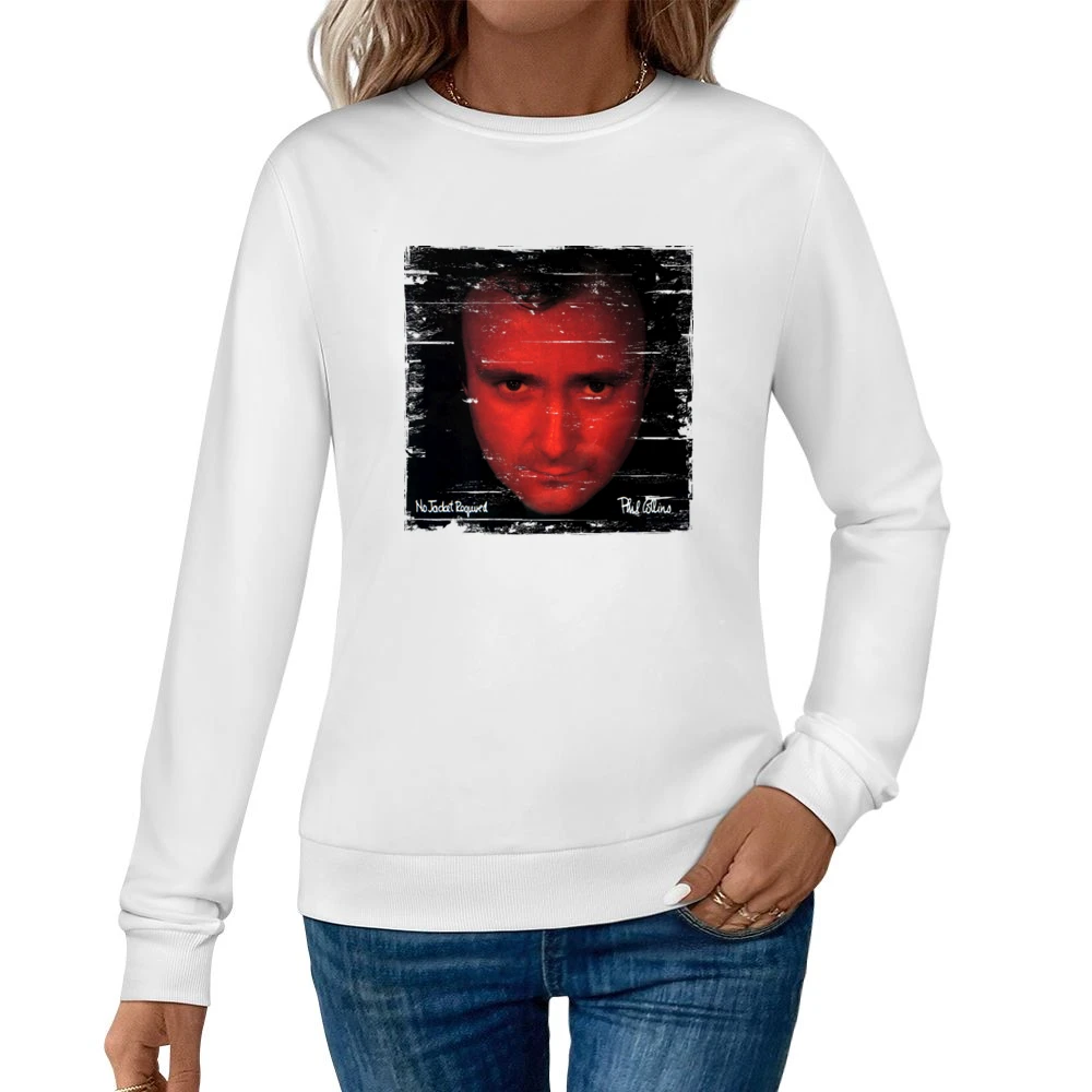 Phil Collins No Jacket Required Album Cover Distressed Image Women Pullover Sweatshirt
