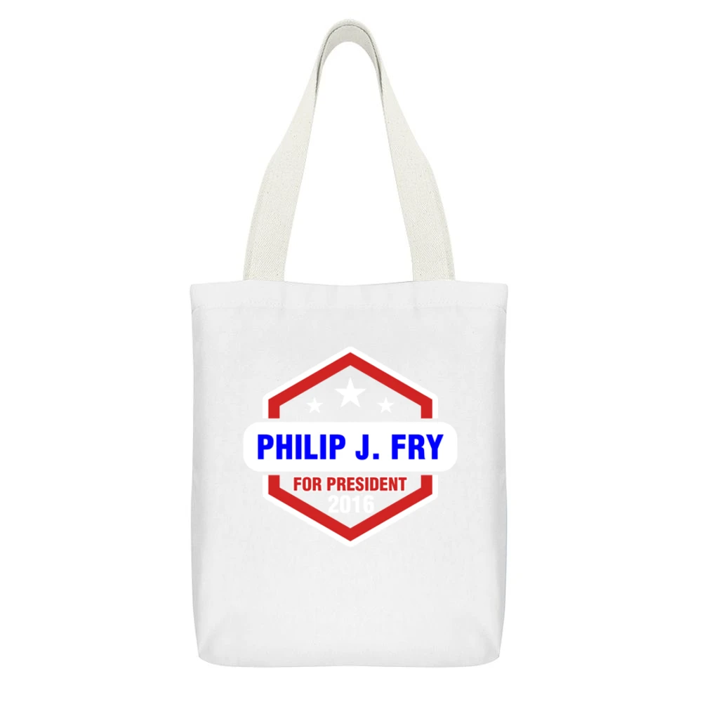 Philip J White Canvas Tote Shopping Bag With Interior Pocket