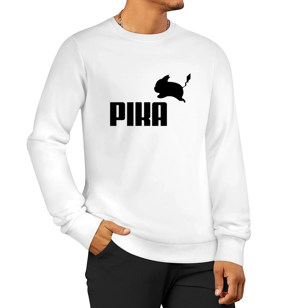 Pika Pikachu Pokemon Go Funny Puma Parody Graphic Anime Men Pullover Sweatshirt