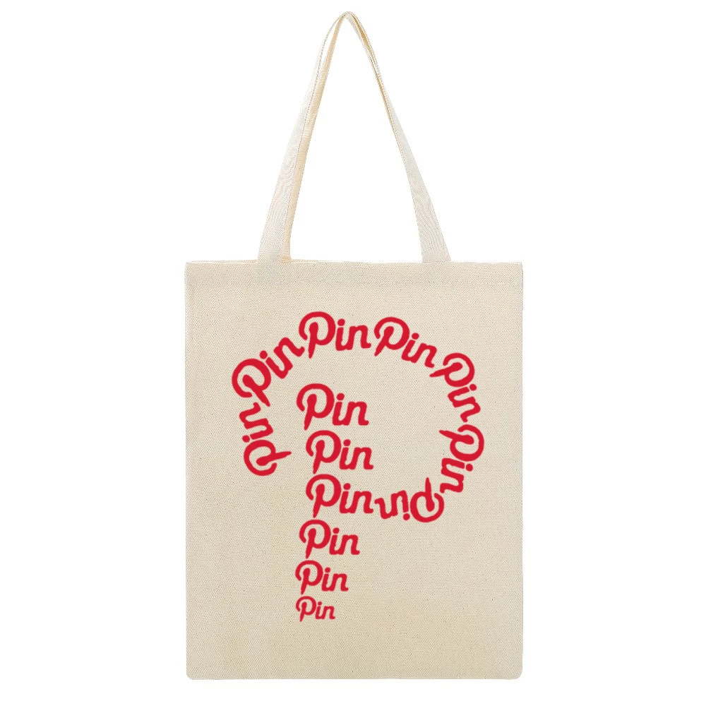 Pin Pin Pin Fun Pinning Pinterest P Love Popular Social Media Graphic Beige Canvas Tote Shopping Bag
